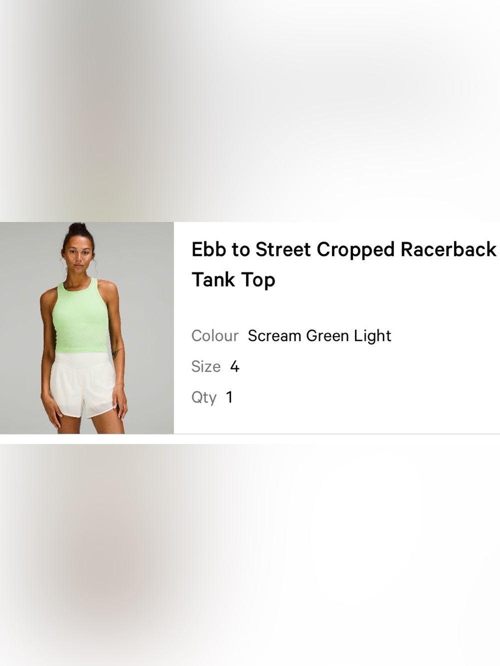 Ebb to Street Cropped Racerback Tank Top | Scream Green Light | Size 4